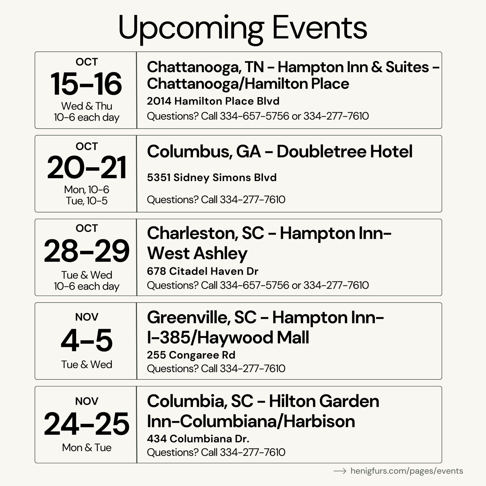 Upcoming Events