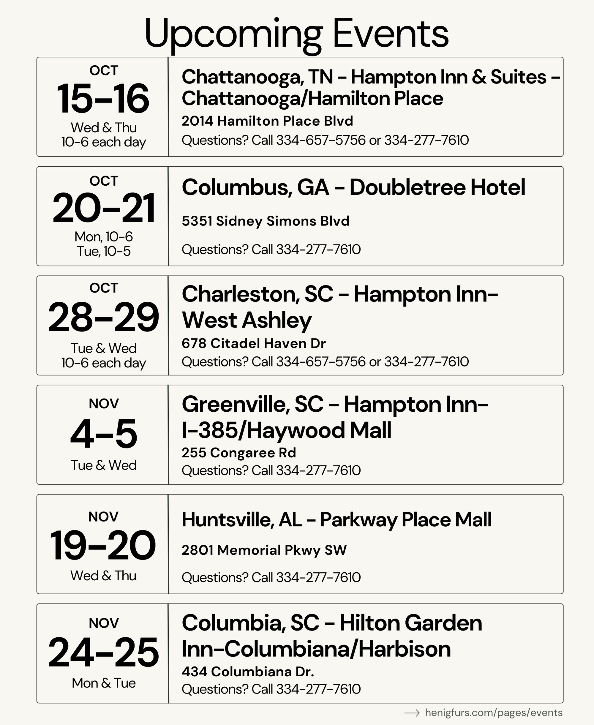 Upcoming Events