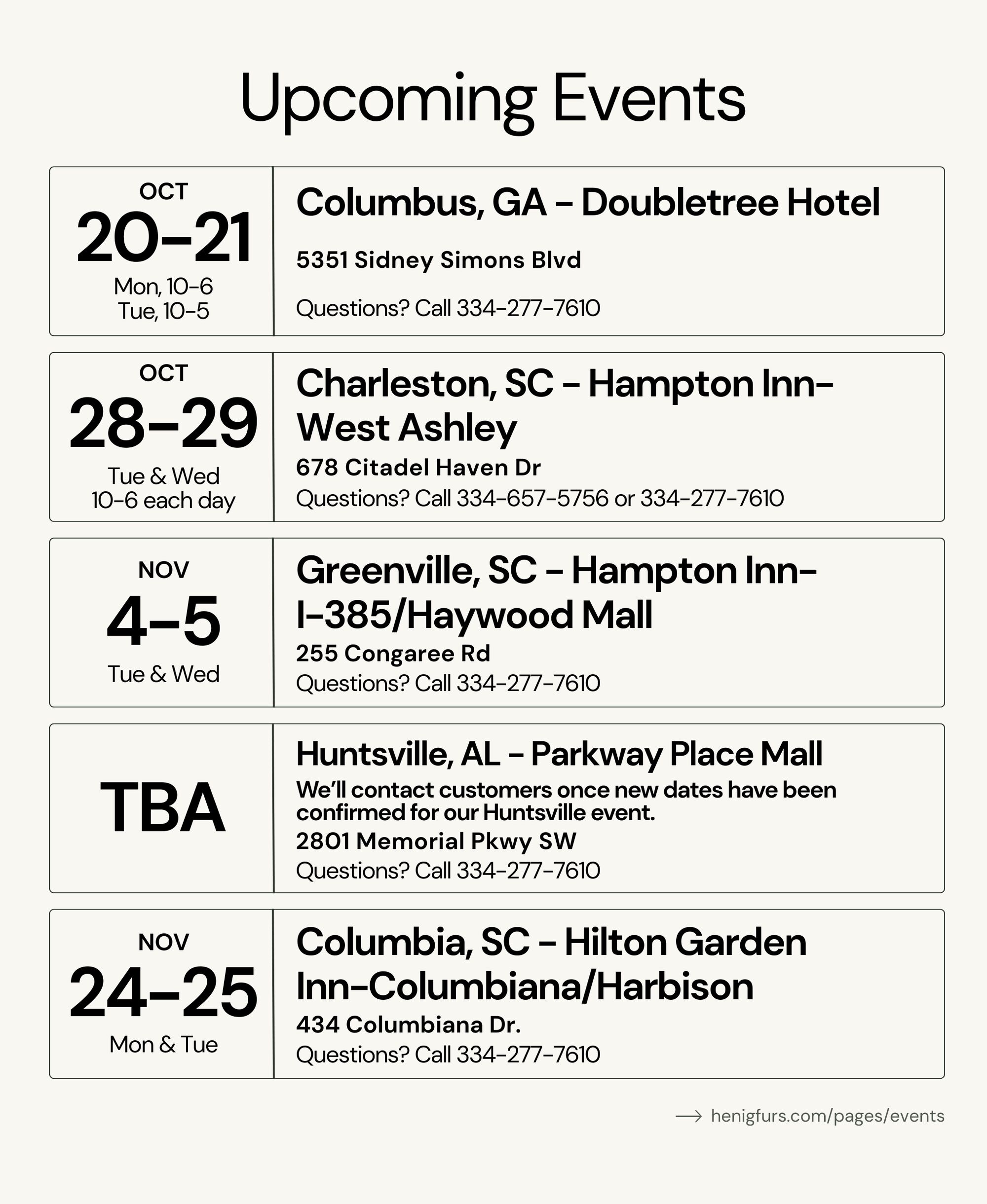 Upcoming Events