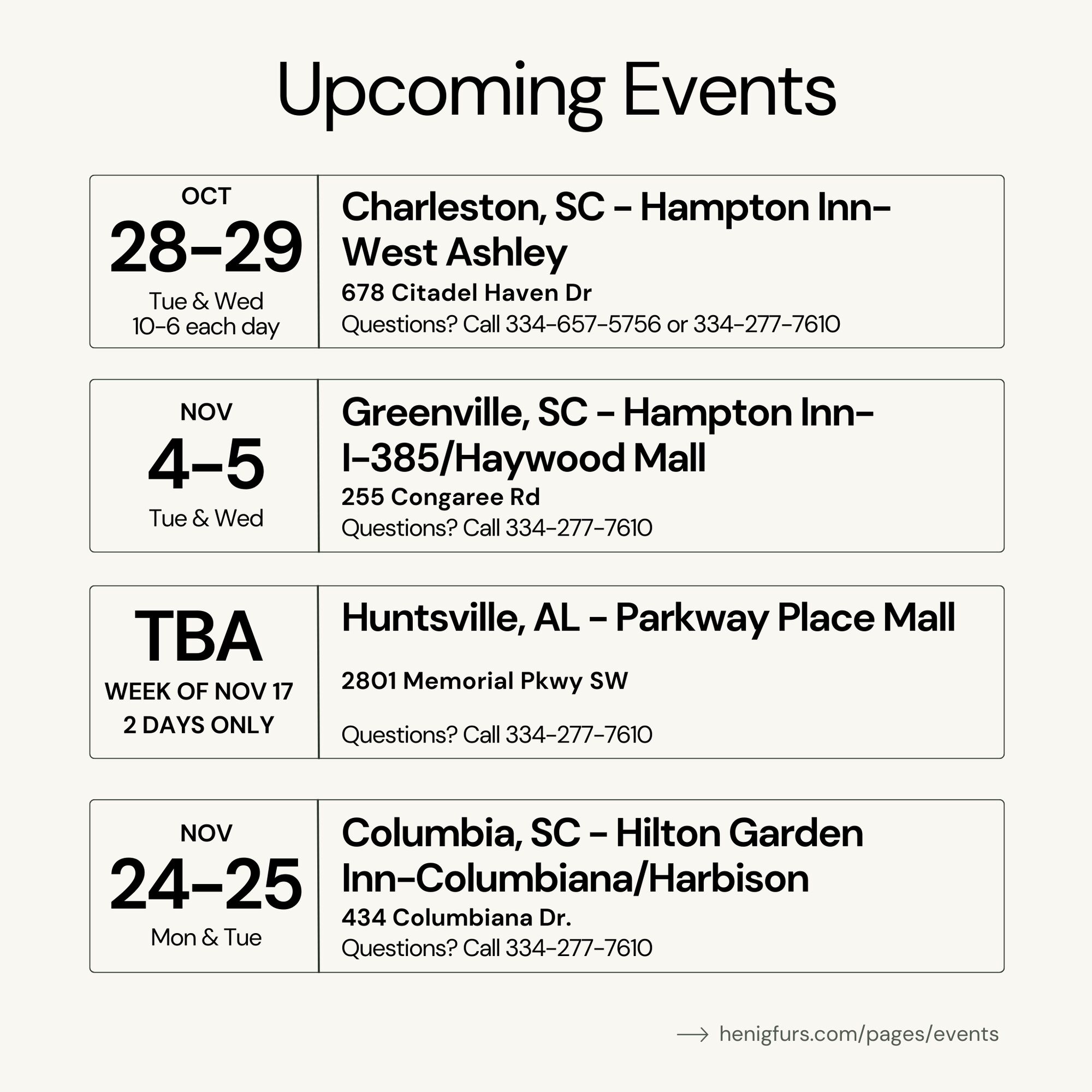 Upcoming Events
