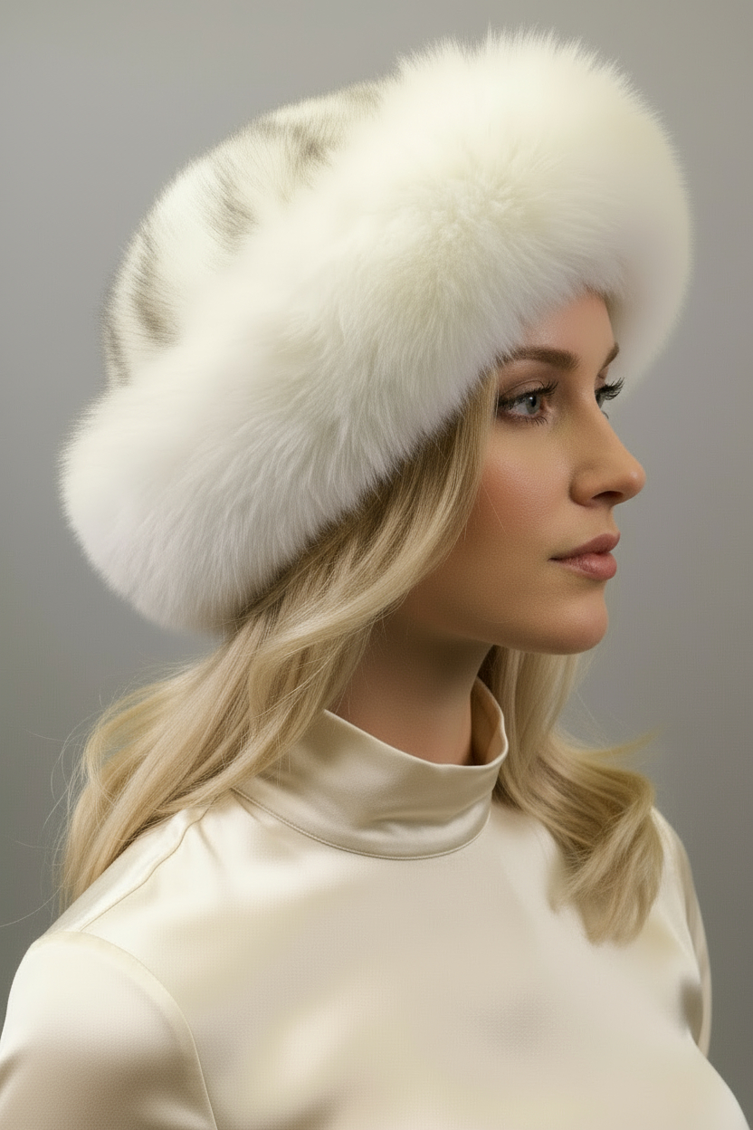 Sectioned Mink Fur Hat with Fox Fur Trim