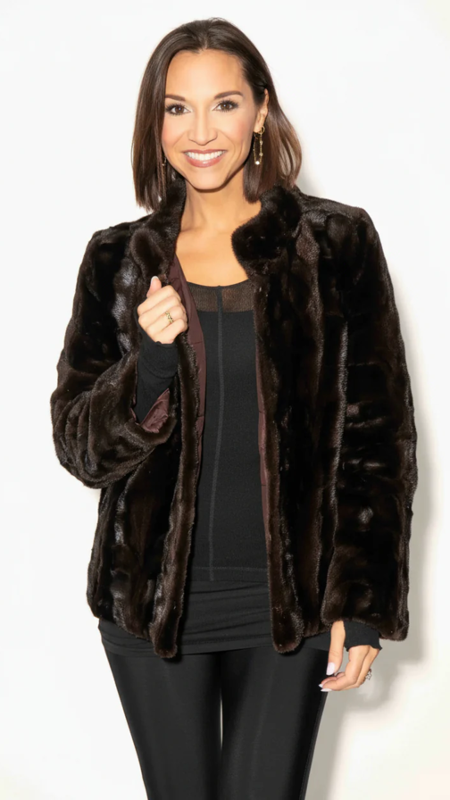 Reversible Sheared Sectioned Mink Fur  Bolero Jacket