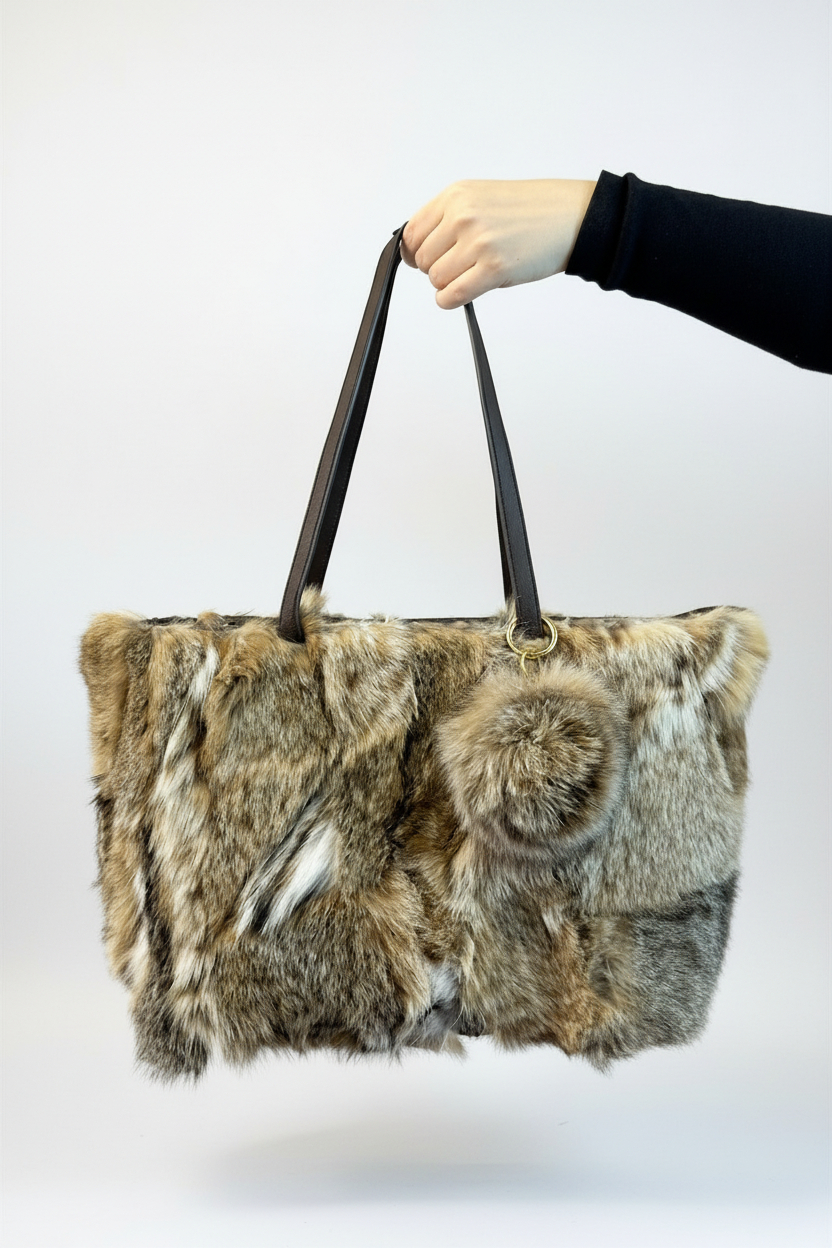 Sectioned Bobcat Fur Purse