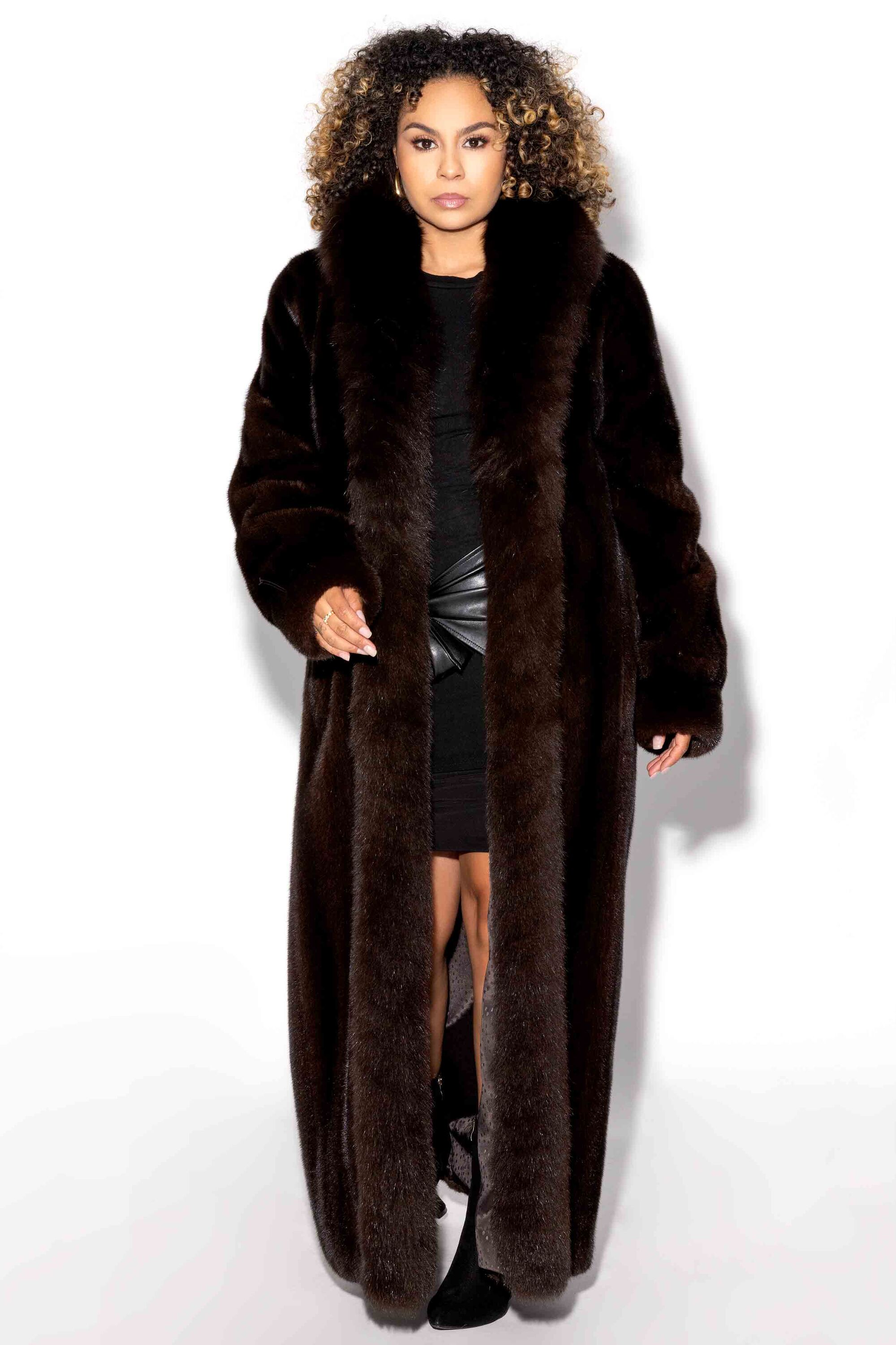 Mink Fur Coat with Fox Fur Tux