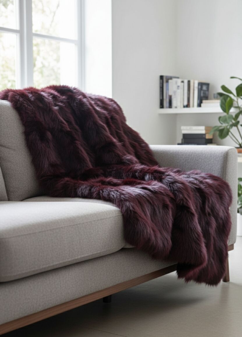 Sectioned Fox Fur Blanket