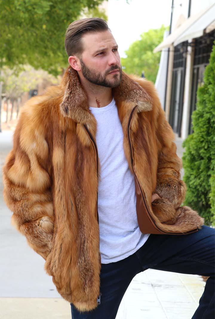 Men's Natural Red Fox Fur Jacket