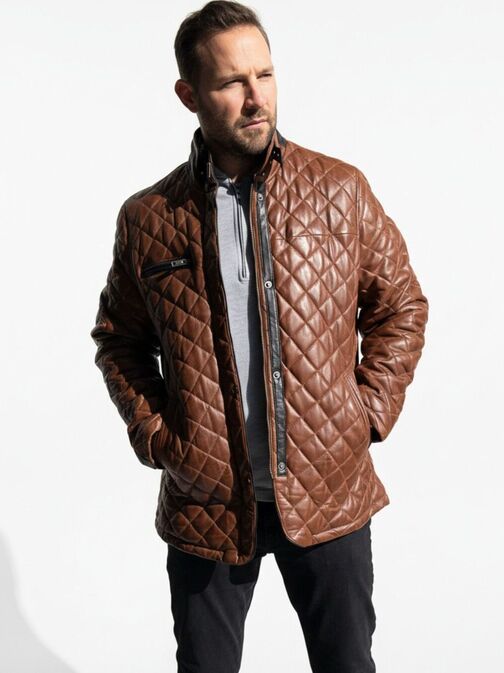 Men's Quilted Leather Jacket
