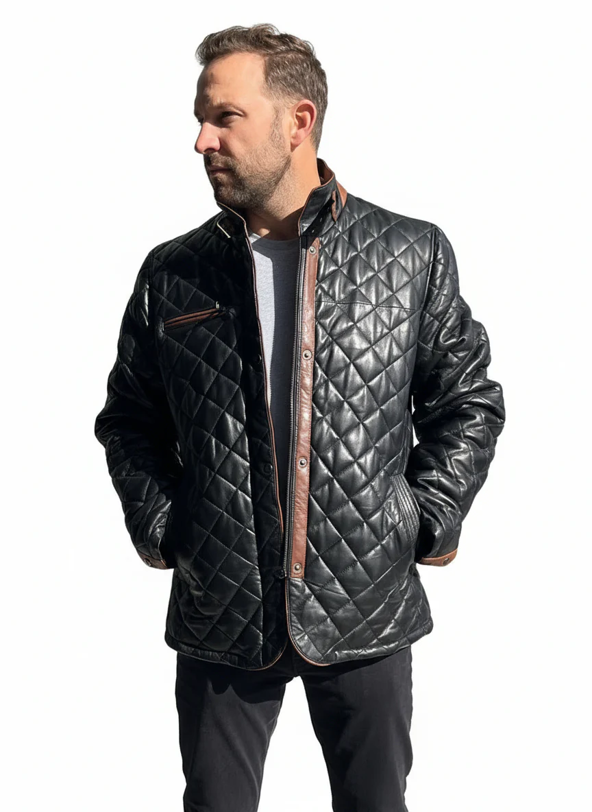 Men's Quilted Leather Jacket