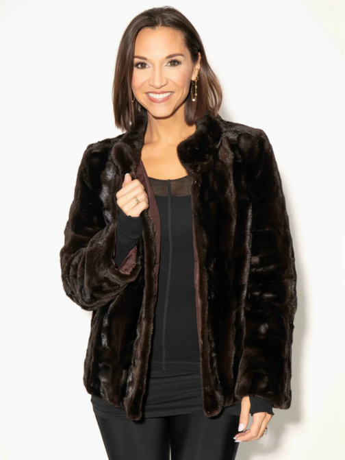 Reversible Sheared Sectioned Mink Fur Bolero Jacket