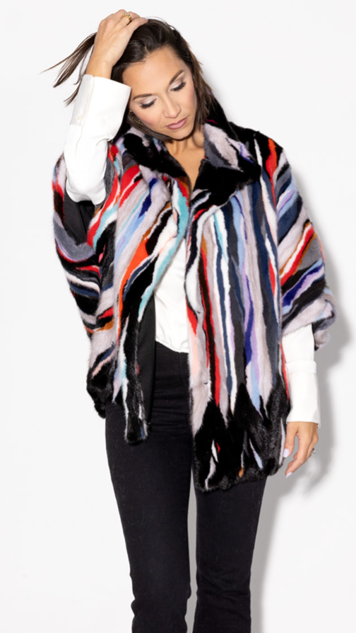 Sheared Sectioned Mink Fur Cape