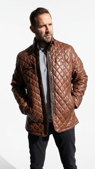 Men's Quilted Leather Jacket