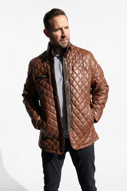 Men's Quilted Leather Jacket