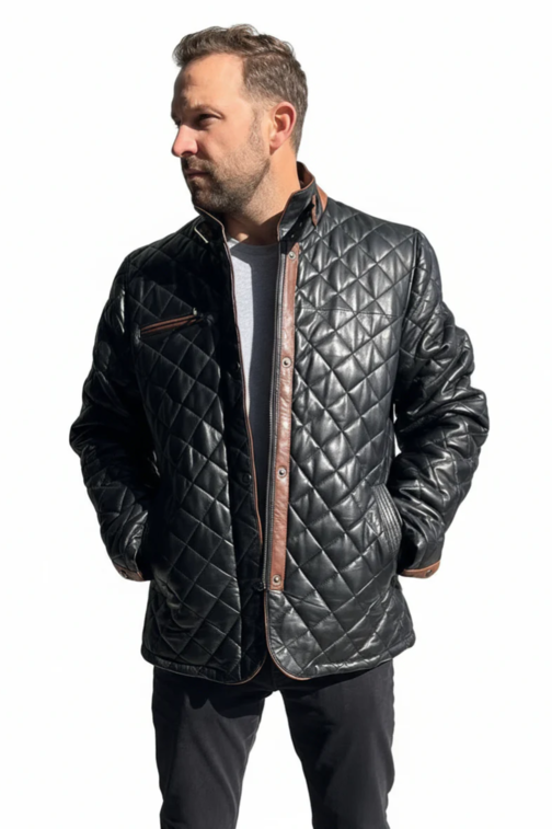 Men's Quilted Leather Jacket