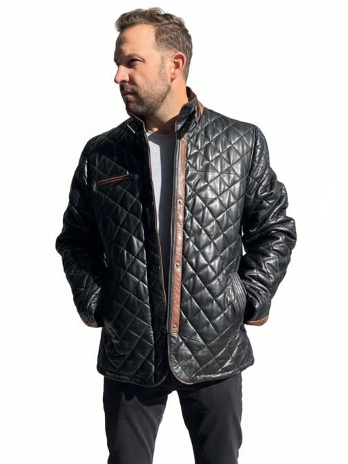 Men's Quilted Leather Jacket