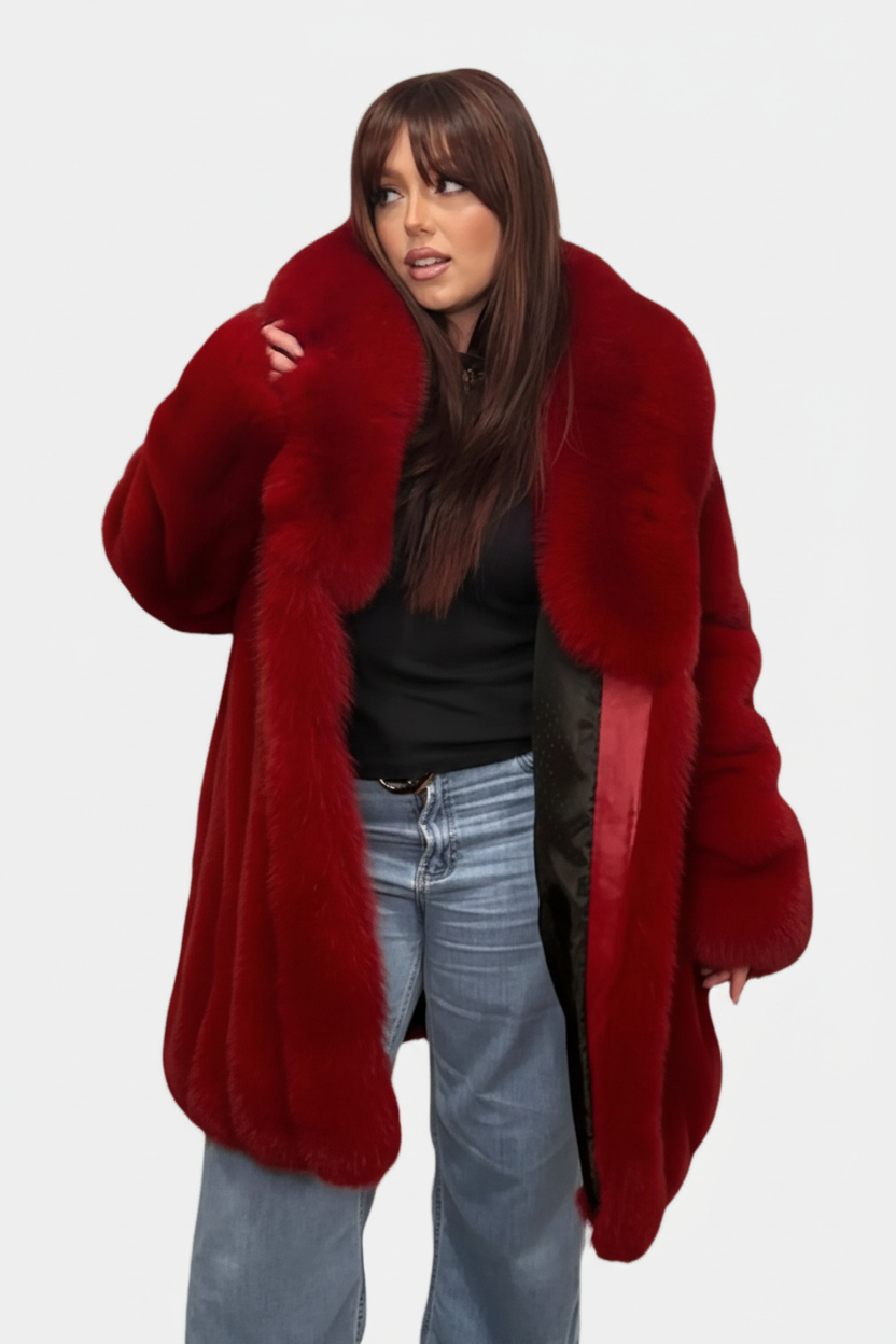 Red Custom-Made Full Skin Fox Fur Stroller