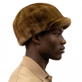 Men's Light Brown Sectioned Mink Fur Baseball Hat