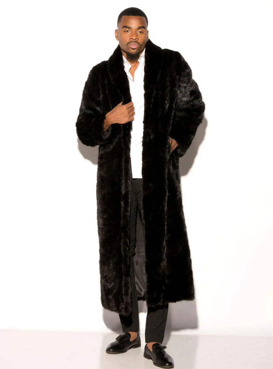 Men's Full Length Sectioned Mink Fur Coat