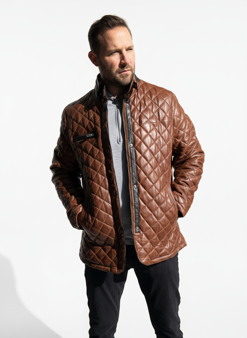 Men's Quilted Leather Jacket