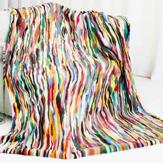 Multicolor Sectioned Mink Fur Blanket