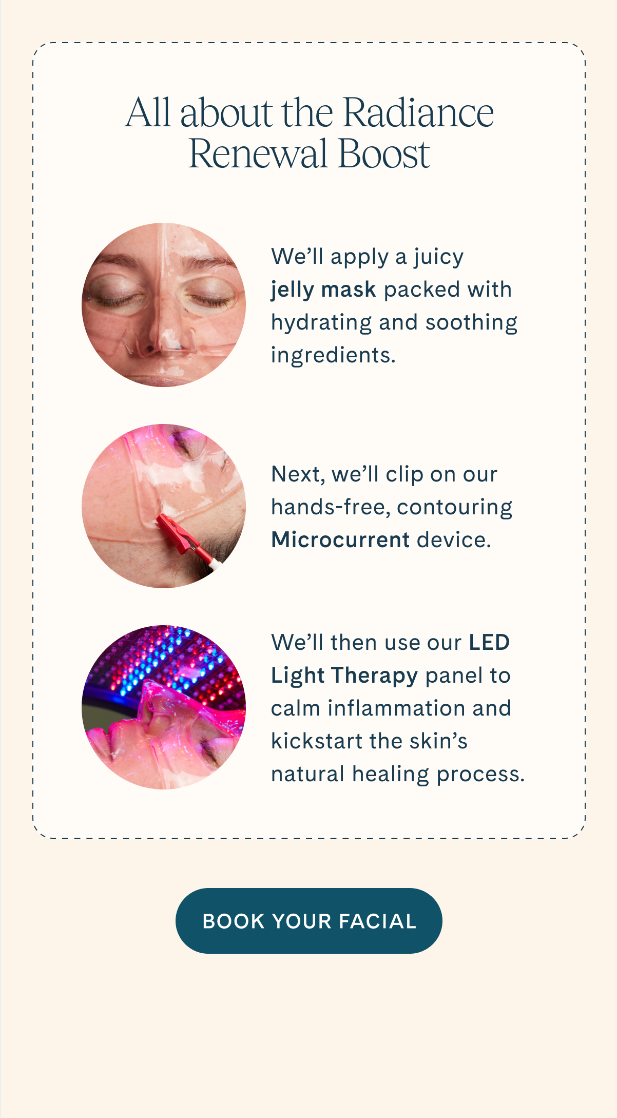 Hydrate, lift and brighten. Book your facial.