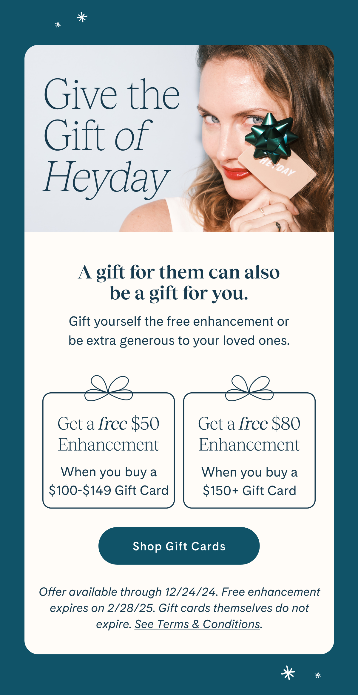 Get a free enhancement when you buy a gift card.