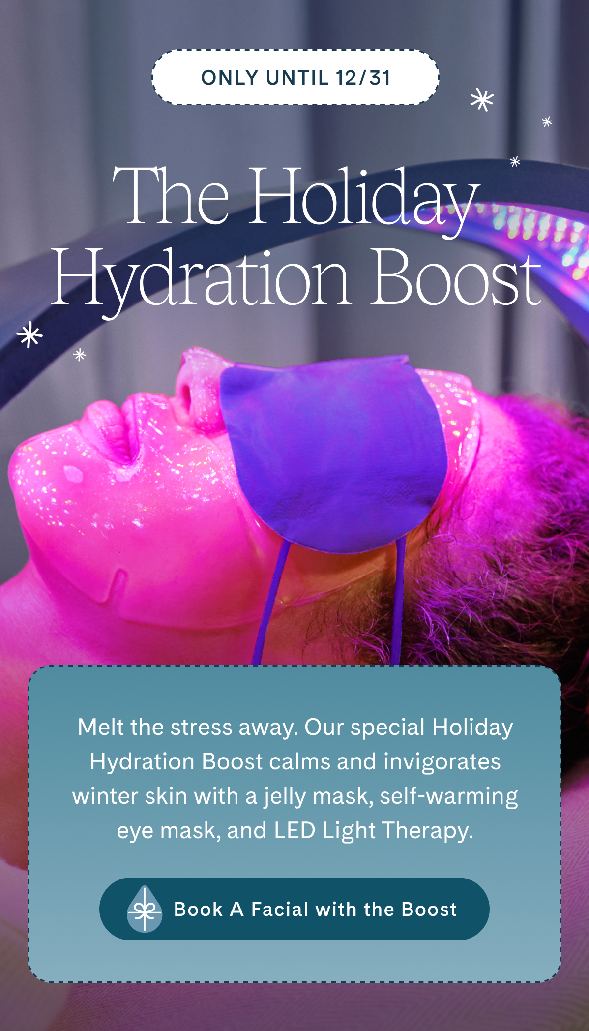 Holiday Hydration Boost only until 12/31. Book now.