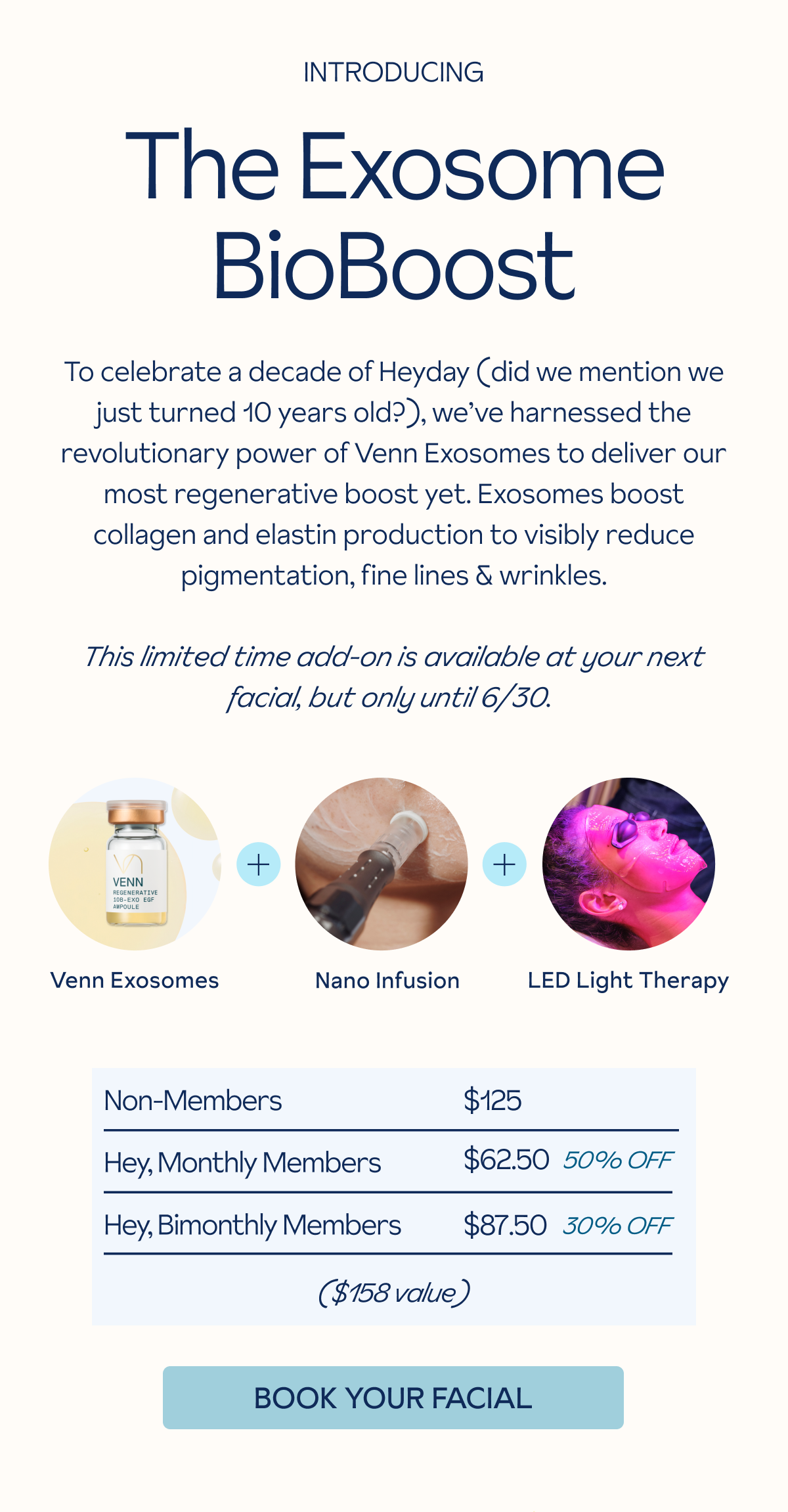 Introducing the Exosome Bio Boost - book your facial