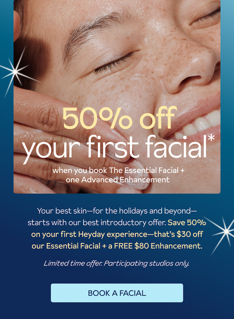 50% off your first facial - Book Now