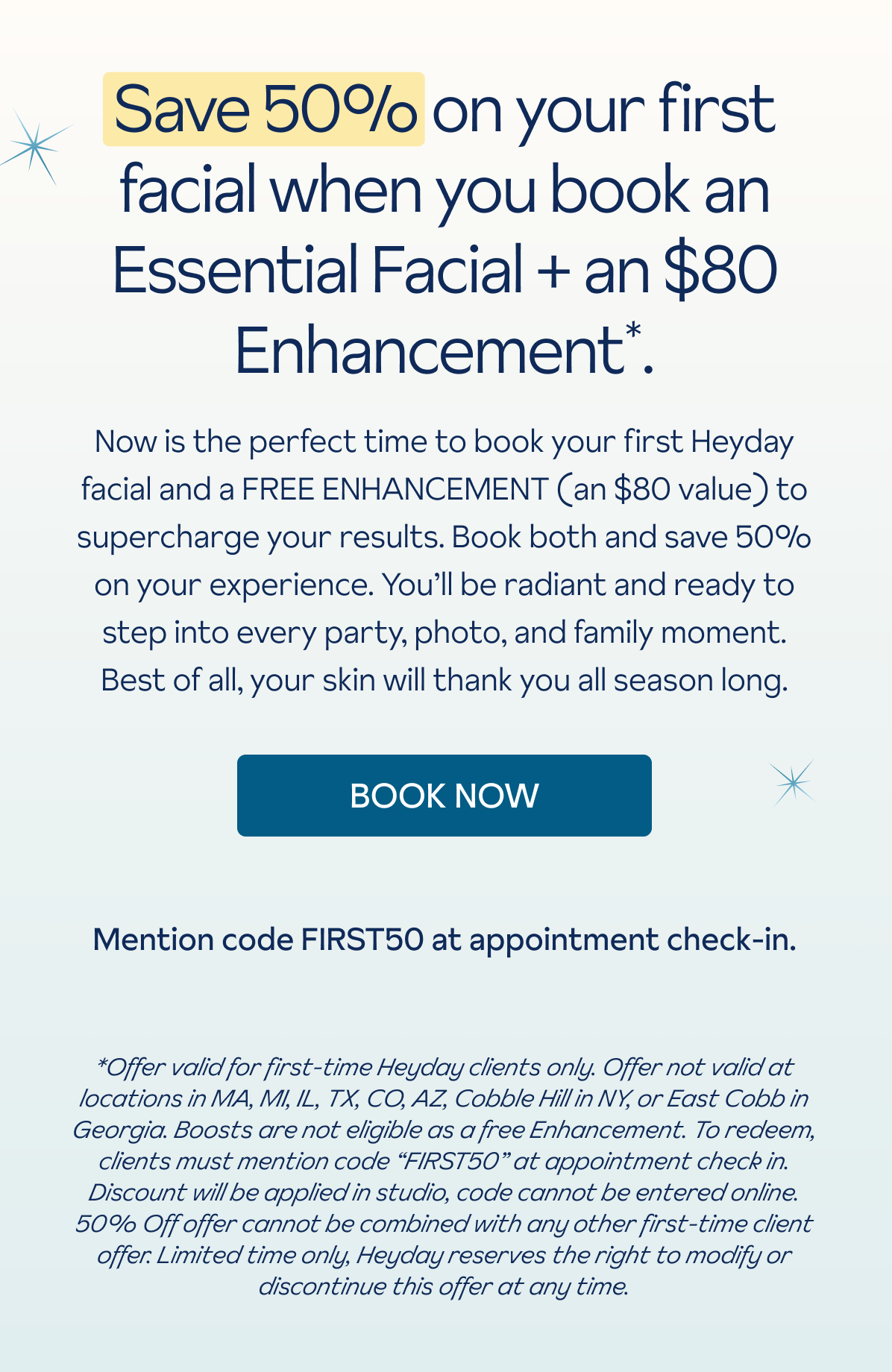 Save 50% on your first facial