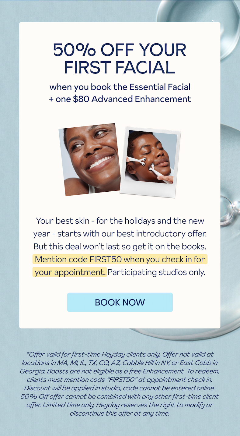 50% off your first facial