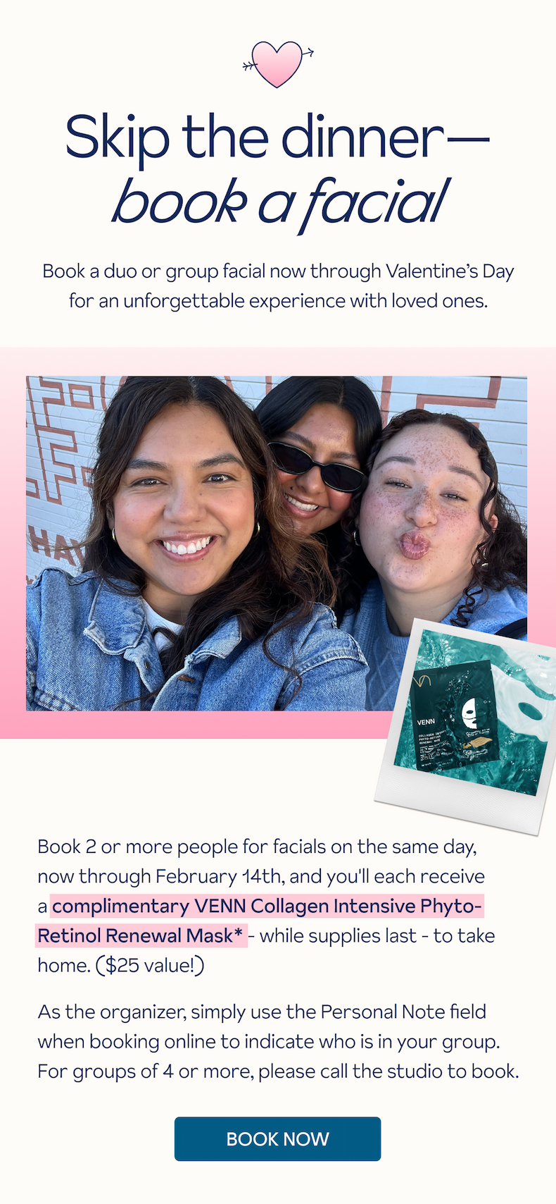 Valentine's - book a duo or group facial