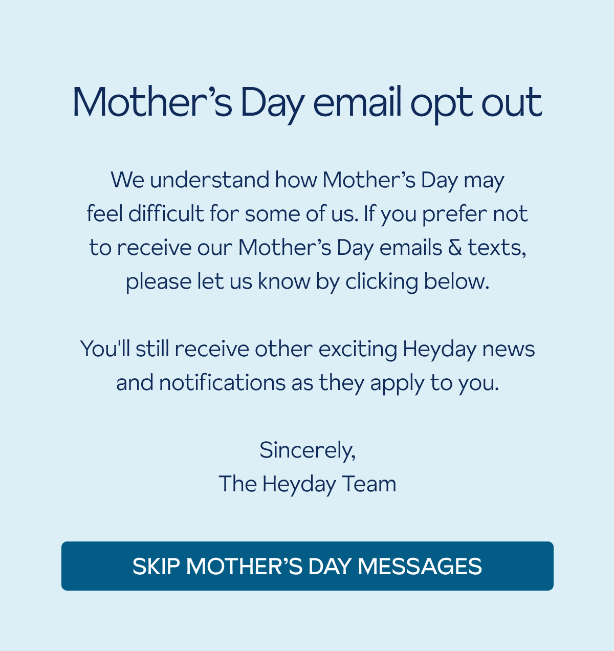 Skip Mother's Day messages
