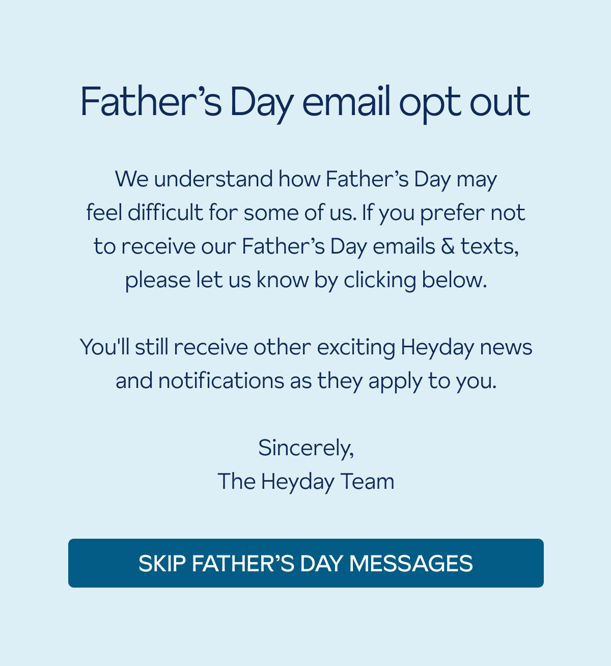 Skip Father's Day messages