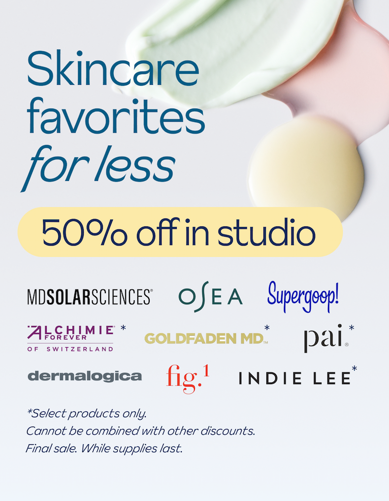 50% off select skincare in studio