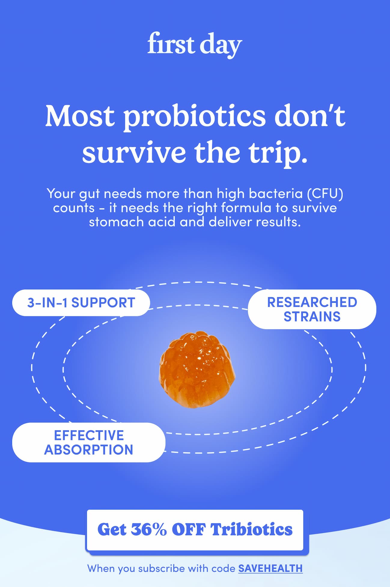 Most probiotics don't survive the trip.