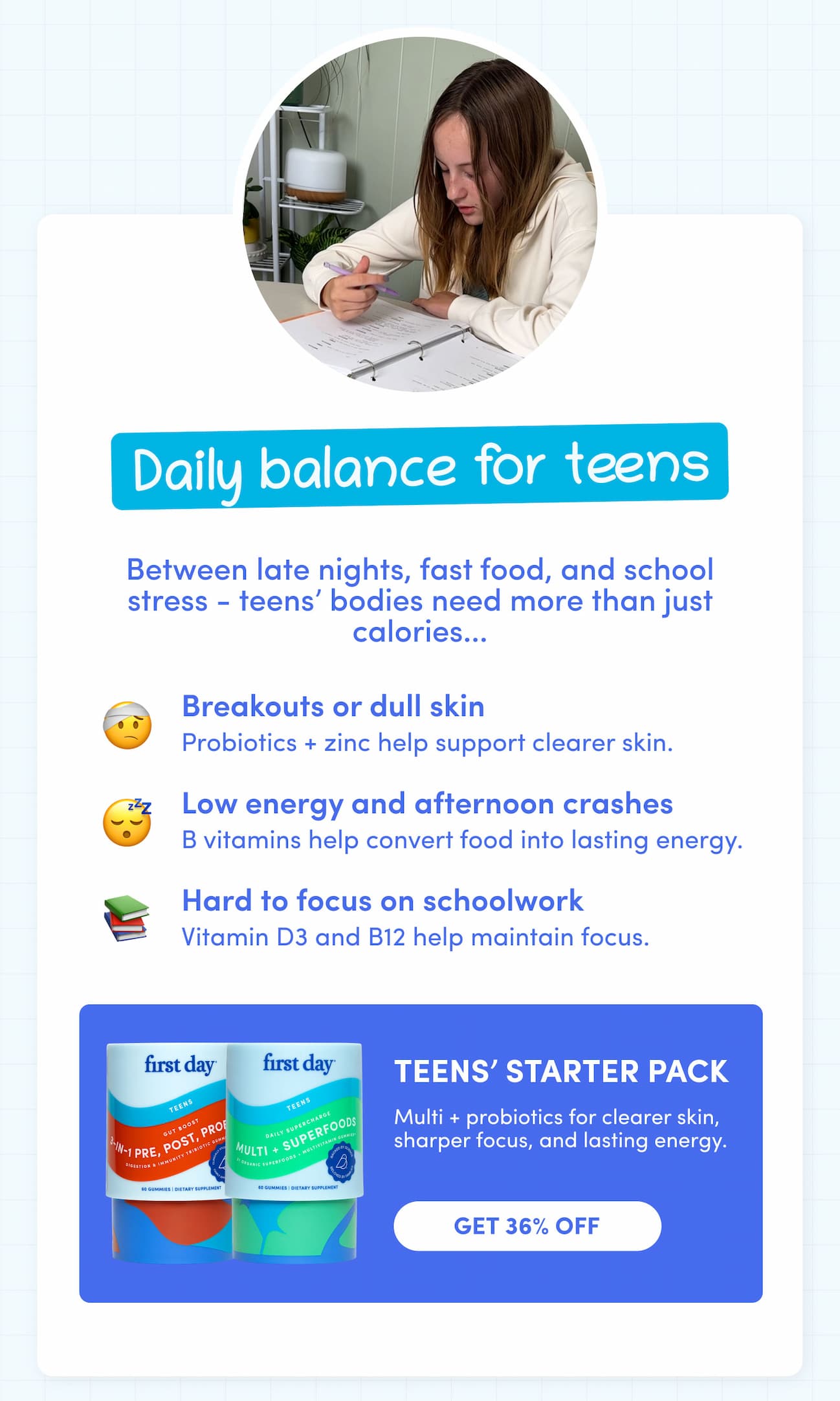 Daily balance for teens