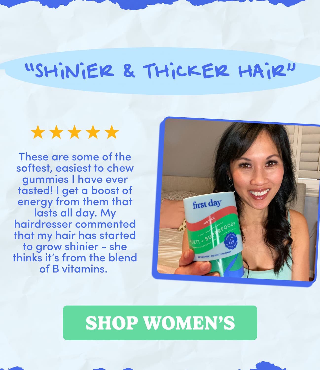 "Shinier & thicker hair"