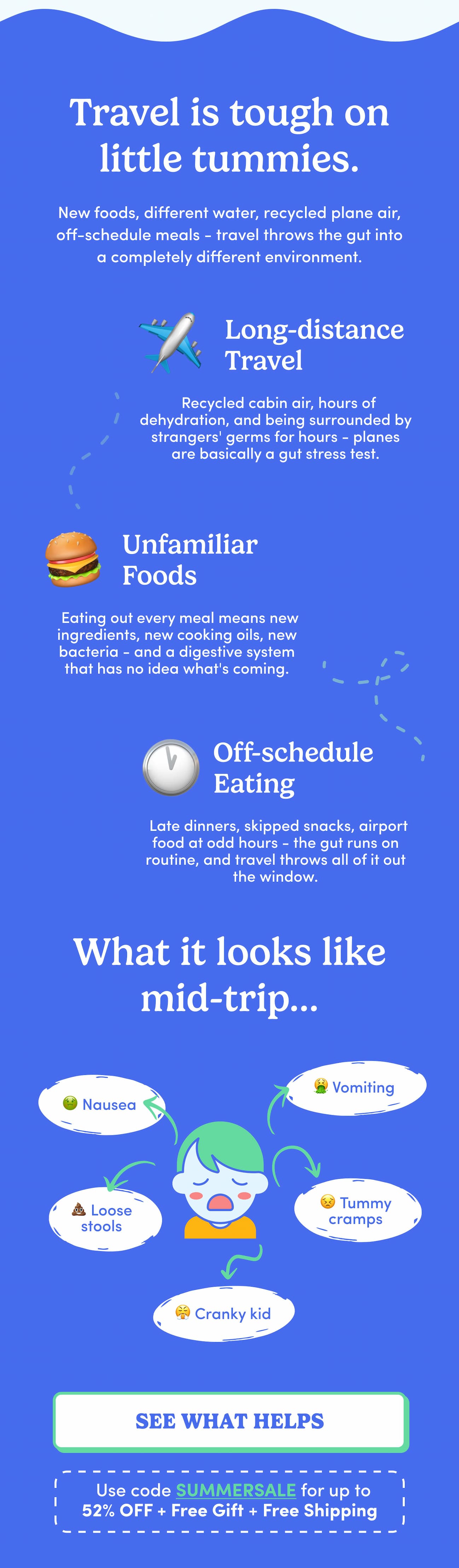 Travel is tough on little tummies.