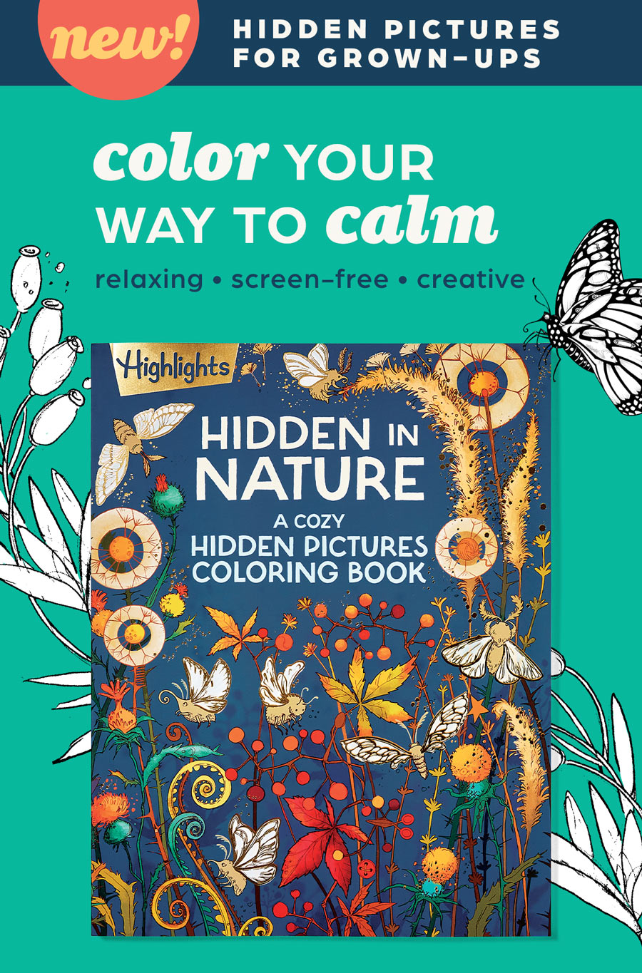NEW! Highlights Hidden in Nature: Color Your Way to Calm.