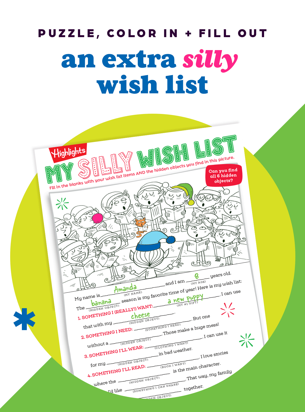 Highlights Holiday “Silly Wish” List Printable.