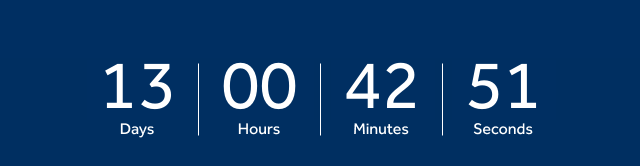 Countdown timer with end date Aug 13, 2025.