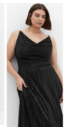 Shop the Kamila Cowl Neck Pleated Dress
