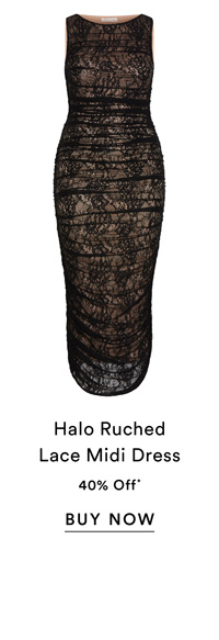 Shop the Halo Ruched Lace Midi Dress