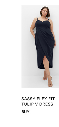 Shop the Sassy Flex Fit Tulip V Dress