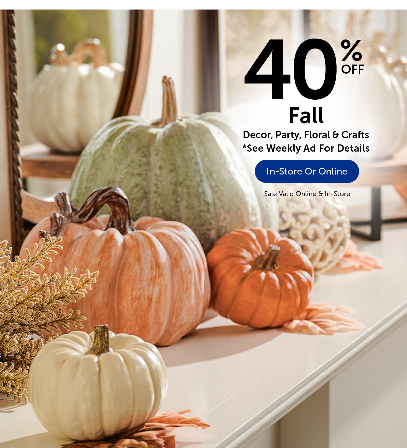 40% Off Fall - Decor, Party, Floral & Crafts