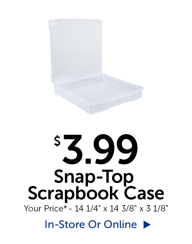 $3.99 Snap-Top Scrapbook Case - Your Price* - 14 1/4" wide by 14 3/8" long by 3 1/8" thick