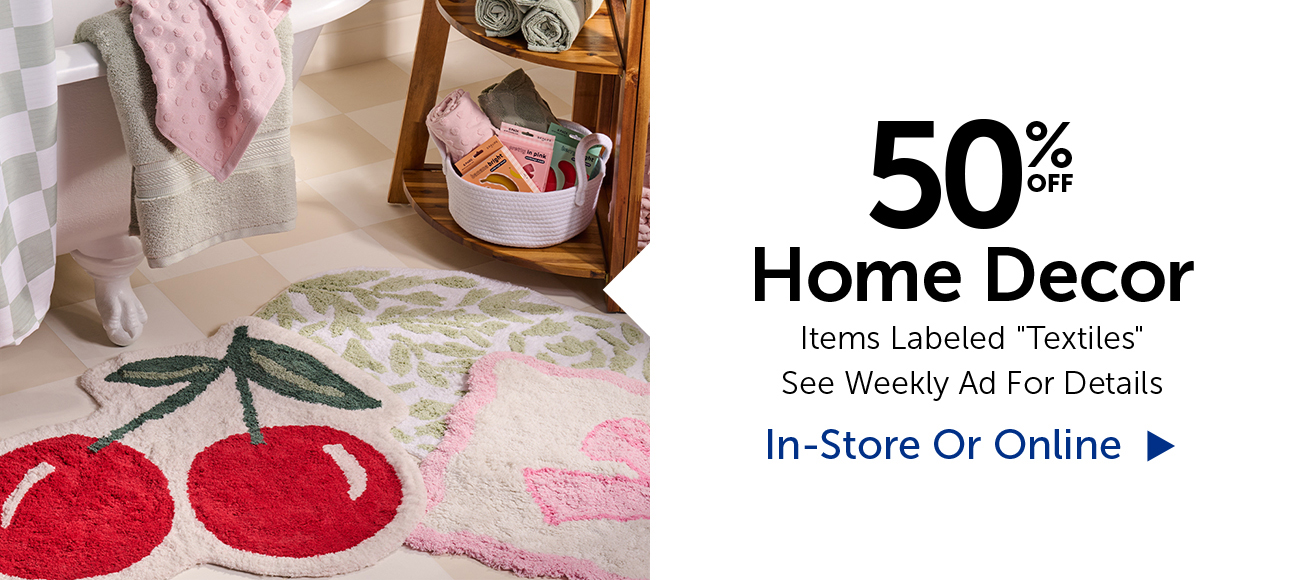50% Off Home Decor - Items Labeled "Textiles"