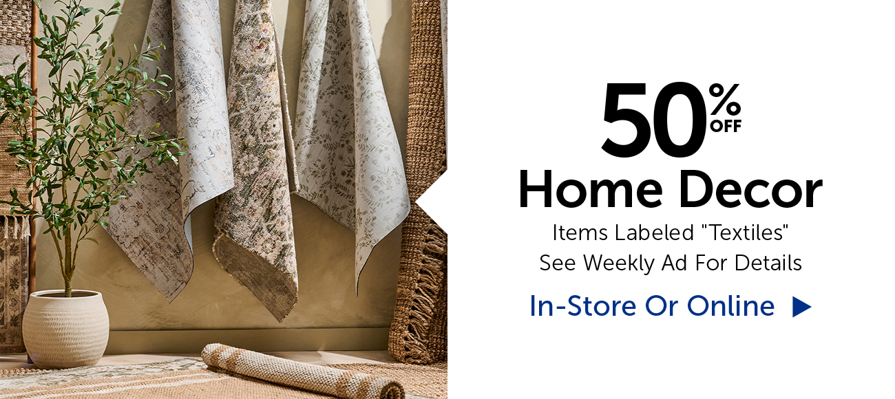 50% Off Home Decor - Items Labeled Textiles
