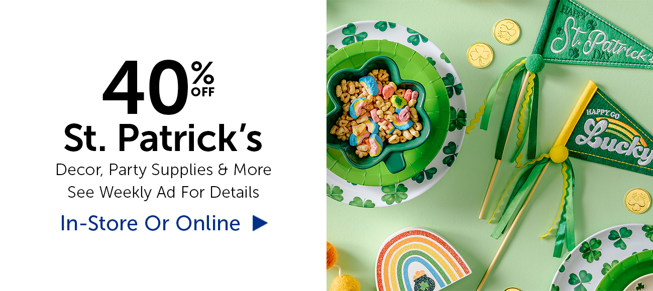 40% Off St. Patrick's - Decor, Party Supplies & More