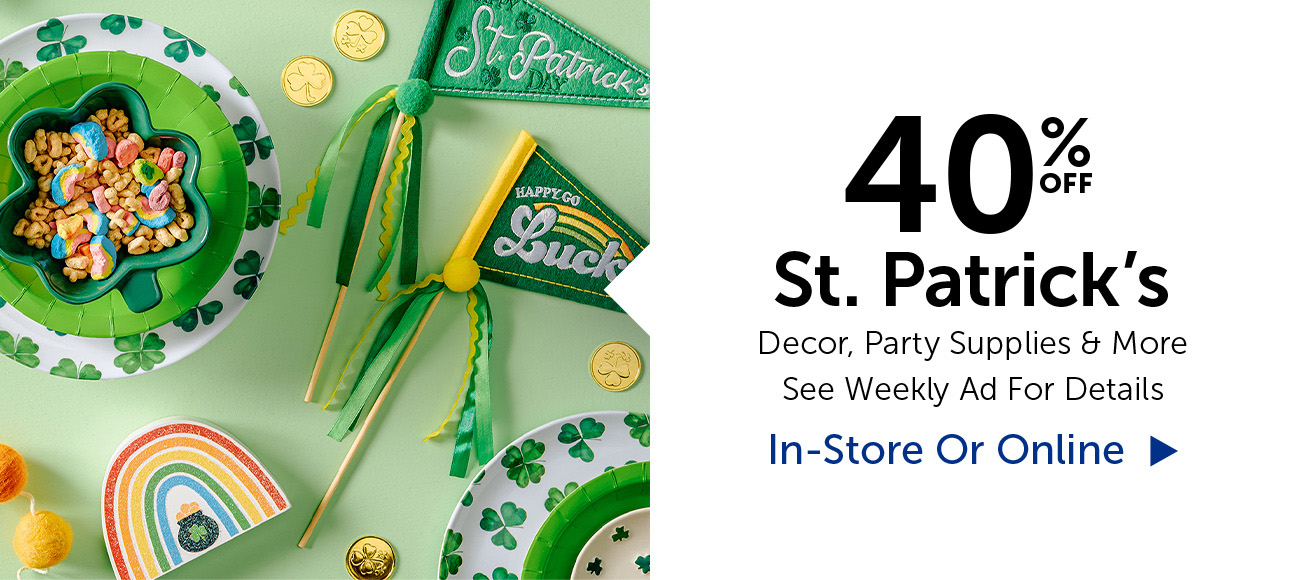 40% Off St. Patrick's - Decor, Party Supplies & More